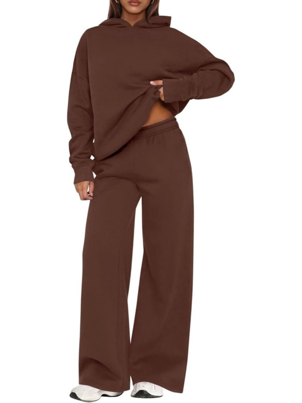 Women's Sweatsuits 2 Piece Sets Brown Casual Long Sleeve Sweatpants Fall